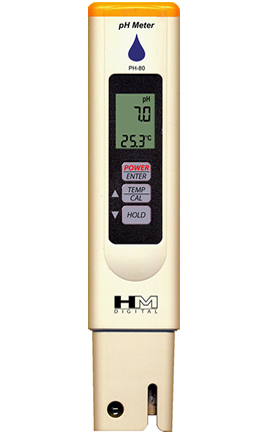 HM PH 80 (PH Wert und Temperatur) inkl. PH7 Pufferlösung und Lagerungslösung